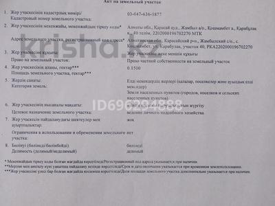 Участок 15 соток, ул. Карабулак 40 за 4 млн 〒 в 