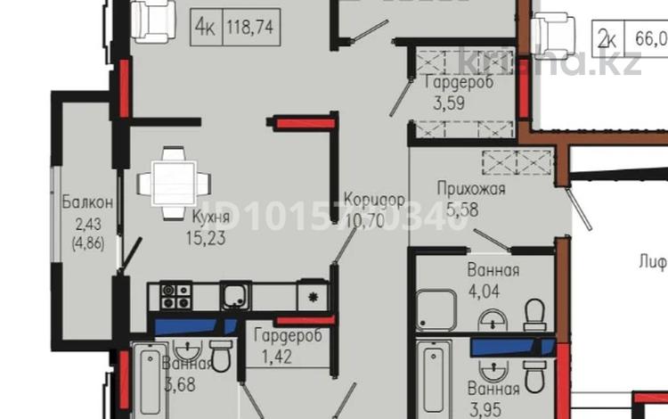 4-комнатная квартира · 118.85 м² · 5/9 этаж, Мангилик Ел 63/1 за ~ 66.6 млн ₸ в Астане, Есильский р-н — фото 4