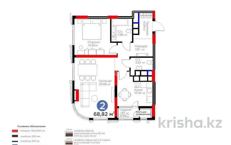 2-комнатная квартира · 69.8 м² · 17/27 этаж, Туран 41 — Сыганак за 68 млн ₸ в Астане, Нура р-н — фото 2