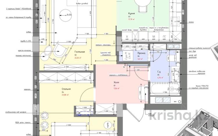 2-бөлмелі пәтер · 74.4 м² · 4/8 қабат, Мангилик Ел 82 — Е497, бағасы: 44 млн 〒 в Астане, Есильский р-н — фото 2