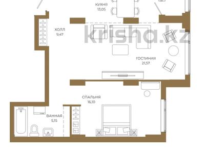 2-комнатная квартира · 68.82 м² · 2/18 этаж, Достык 8/2 — БЕЗ КОМИССИИ! Выбор по этажам! за ~ 49.4 млн ₸ в Астане