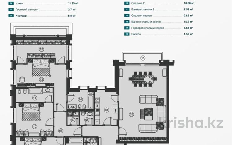 4-комнатная квартира · 193 м² · 4/5 этаж, Керей, Жанибек хандар 8а за 200 млн 〒 в Астане, Есильский р-н — фото 2