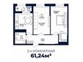 2-комнатная квартира, 61.24 м², Байтурсынова — А-82 за ~ 20.9 млн 〒 в Астане — фото 2
