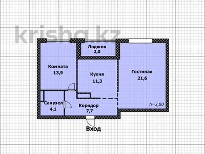 2-бөлмелі пәтер · 60.6 м² · 7/9 қабат, Аскар Токпанов 8/2, бағасы: 55 млн ₸ в Астане, Алматы р-н
