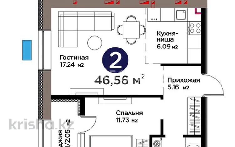 2-комнатная квартира · 46.56 м² · 3 этаж, Е 909 — Ұлы дала Чингиз Айтматов за 34 млн ₸ в Астане, Нура р-н — фото 2