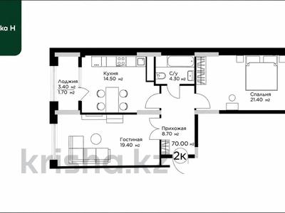 2-комнатная квартира · 70 м² · 7/18 этаж, СУПЕР ГОРЯЩИЙ ВАРИАНТ 2, 4, 5, 9, 11 — Хан Шатыр за 36.9 млн ₸ в Астане, Нура р-н
