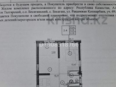 2-комнатная квартира · 52 м² · 5/5 этаж, Ракымжан Кошкарбаев за 25 млн ₸ в 