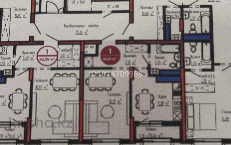 1-комнатная квартира · 42.59 м² · 14/16 этаж, ​Улица Шарль де Голль, 14 стр 14 — Токпанова за 27 млн ₸ в Астане, Алматы р-н — фото 2