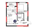 2-бөлмелі пәтер · 47.22 м², Е 908 23, бағасы: ~ 36.6 млн ₸ в Астане, Нура р-н — фото 3