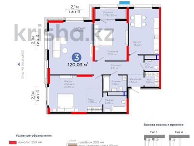 3-комнатная квартира · 120.03 м² · 16/22 этаж, Мангилик Ел-ВИД НА ШАР, спереди ничего не загораживает вид! 57 за 138 млн 〒 в Астане, Есильский р-н