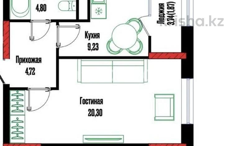 1-комнатная квартира · 41 м² · 19/21 этаж, Жошы хан 12/1 за 30.2 млн ₸ в Астане, Есильский р-н — фото 3