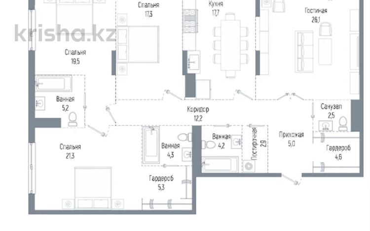 4-комнатная квартира · 155.7 м² · 2/3 этаж, мкр Мирас 33блокД за ~ 238.2 млн ₸ в Алматы, Бостандыкский р-н — фото 6