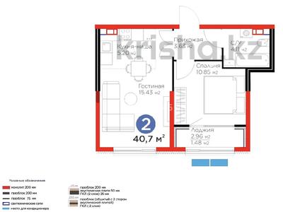 2-комнатная квартира · 40.7 м² · 3/6 этаж, ​Приканальная БАК 99а за 38.5 млн ₸ в Алматы, Медеуский р-н