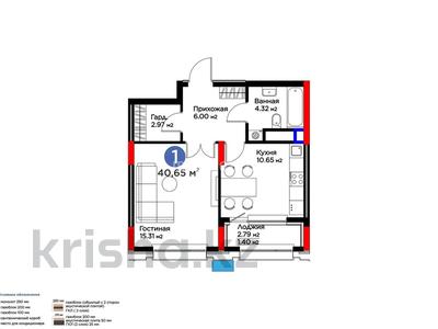1-комнатная квартира · 41 м² · 3/9 этаж, Туран 57/6 за 28.5 млн ₸ в Астане, Нура р-н