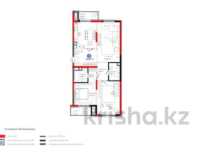 3-бөлмелі пәтер, 98.93 м², 2/7 қабат, Толеметова, бағасы: ~ 86.1 млн 〒 в Шымкенте, Абайский р-н