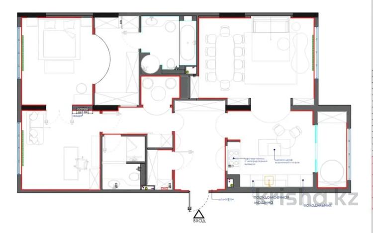 3-бөлмелі пәтер · 115 м² · 3/12 қабат, Шамши Калдаяков 8/2, бағасы: ~ 92 млн ₸ в Астане, Сарайшык р-н — фото 2