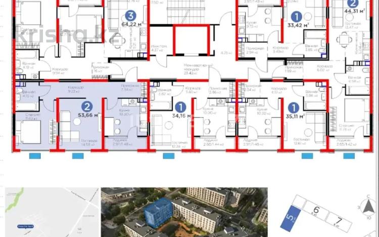 2-бөлмелі пәтер · 54 м² · 5/6 қабат, Кайрат микрорайон, бағасы: 37.5 млн ₸ в Алматы, Турксибский р-н — фото 2