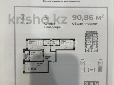 3-бөлмелі пәтер · 91 м² · 11/14 қабат, Байтурсынова 28/1 — А426, бағасы: 49.7 млн ₸ в Астане, Сарайшык р-н