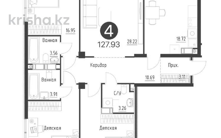 4-комнатная квартира, 128 м², 10/12 этаж, Торекулова 91/1 за 85 млн 〒 в Алматы, Алмалинский р-н — фото 2