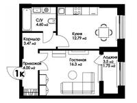 1-комнатная квартира, 42 м², 7/9 этаж, E-10 J за ~ 20.2 млн 〒 в Астане