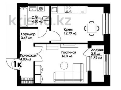 1-комнатная квартира, 42 м², 7/9 этаж, E-10 J за 19.5 млн 〒 в Астане