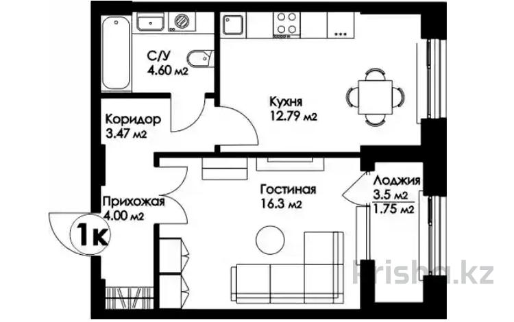 1-комнатная квартира, 42 м², 7/9 этаж, E-10 J за 19.5 млн 〒 в Астане — фото 2