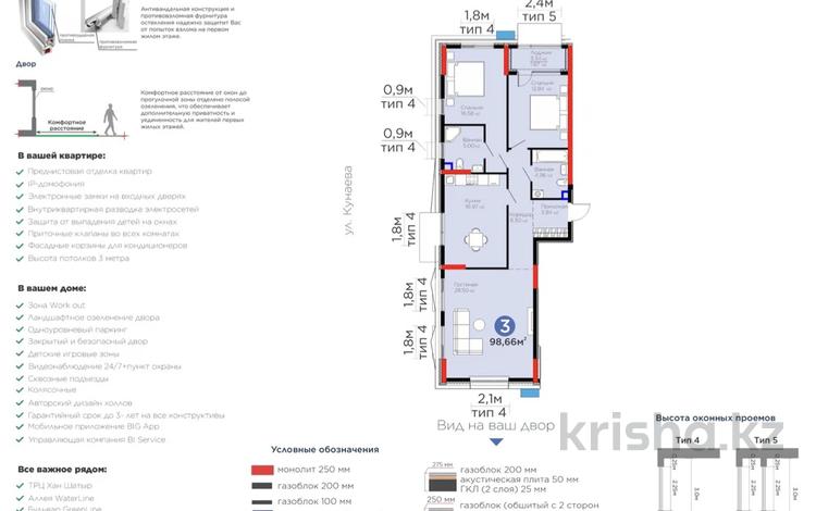 3-комнатная квартира · 99 м², Е-899 — ключи :24.10.🪀🪀🪀 за 67.8 млн ₸ в Астане, Нура р-н — фото 4