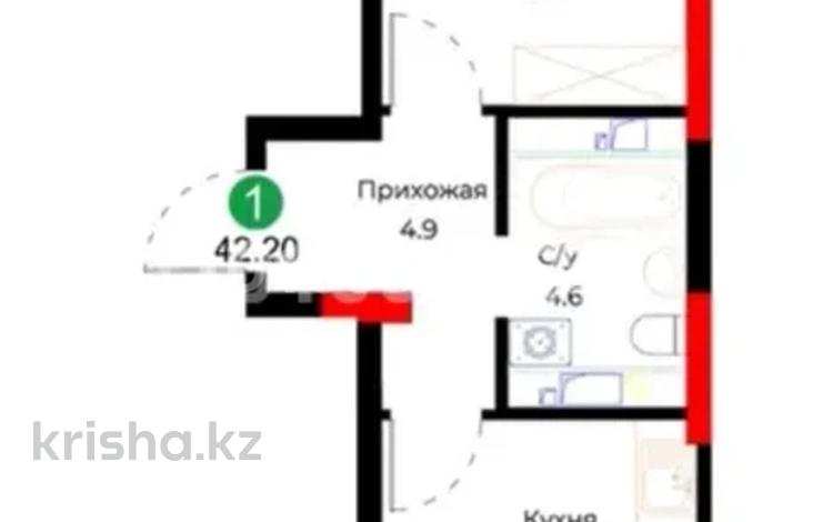 1-бөлмелі пәтер · 41.6 м² · 10/12 қабат, Жубан Молдагалиев 13, бағасы: 26 млн ₸ в Астане, Нура р-н — фото 5