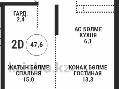 2-комнатная квартира · 48 м² · 9/16 этаж, Сатпаева 90/58 за 38.5 млн ₸ в Алматы, Бостандыкский р-н