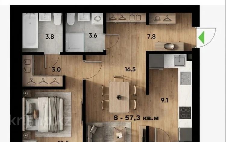 2-комнатная квартира · 57.3 м² · 2/5 этаж, АлтыН орда 18п за ~ 19.3 млн ₸ в Актобе — фото 2