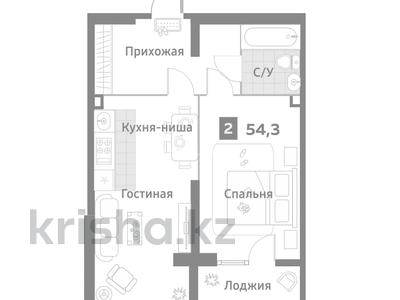 2-бөлмелі пәтер · 54.3 м² · 2/2 қабат, Омарова 1, бағасы: ~ 25.8 млн ₸ в Алматы, Алатауский р-н