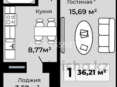 1-бөлмелі пәтер · 36.28 м² · 6/9 қабат, А84 участок 8 — Нурлы жол, бағасы: 17.5 млн ₸ в Астане, Алматы р-н
