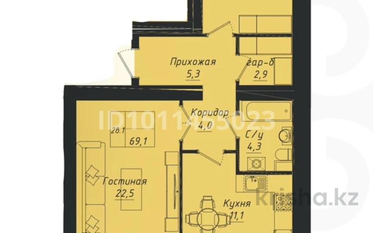 3-комнатная квартира · 70 м² · 9/12 этаж, пересечение ул Казыбек Би и Е75,Е77 (рядом с пересечением улиц Туран и Улы дала) за 40 млн ₸ в Астане, Нура р-н — фото 2
