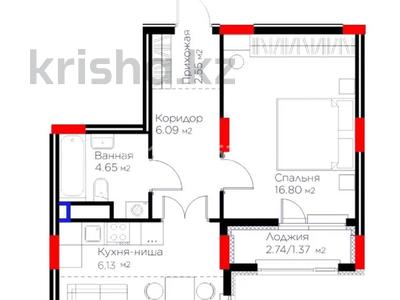 2-комнатная квартира · 51.39 м² · 6/9 этаж, ​Аль-Фараби проспект 73а за 36 млн ₸ в Астане, Есильский р-н
