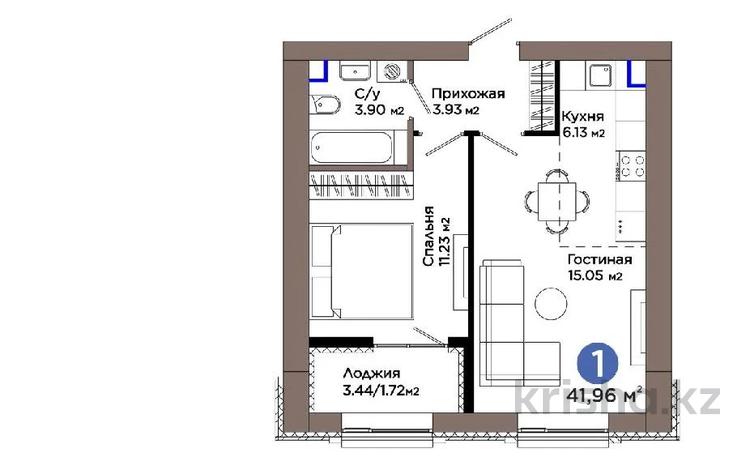 2-бөлмелі пәтер · 41.96 м² · 6/9 қабат, Е 909 29, бағасы: ~ 30.3 млн ₸ в Астане, Нура р-н — фото 7