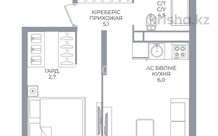 2-бөлмелі пәтер · 48.5 м² · 7/16 қабат, Каныша Сатпаева 90/55Б — Район АДК, бағасы: 43.5 млн ₸ в Алматы, Бостандыкский р-н — фото 2