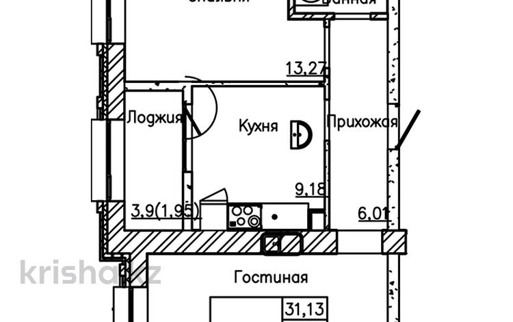 2-комнатная квартира · 53.2 м² · 4/9 этаж, Мухамеджан Тынышбайулы 10 за ~ 33.3 млн ₸ в Астане, Сарайшык р-н — фото 16