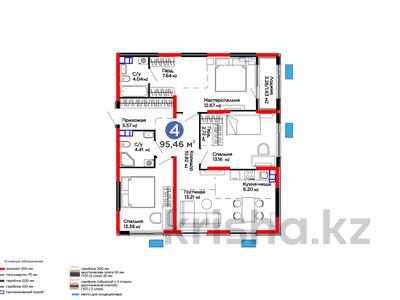 4-бөлмелі пәтер · 95.5 м² · 5/6 қабат, Тараз 8/1 — На 15 млн дешевле застройщика!, бағасы: ~ 49.7 млн ₸ в Алматы