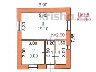 Жеке үй · 2 бөлме · 52 м² · 10 сот., Культоган 1190, бағасы: 9.2 млн ₸ в Таразе