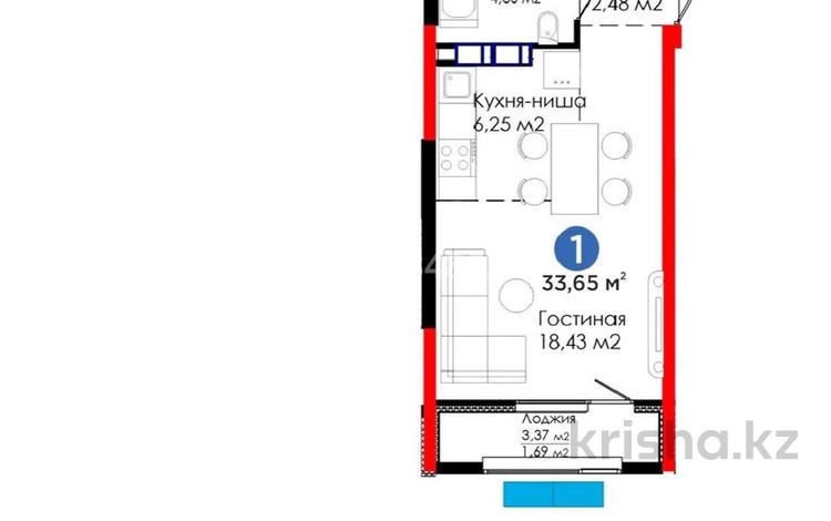 1-комнатная квартира · 33.6 м² · 7/14 этаж, мкр Акжар, Белжайлау 47а — Абая Алатау за 26 млн ₸ в Алматы, Наурызбайский р-н — фото 7