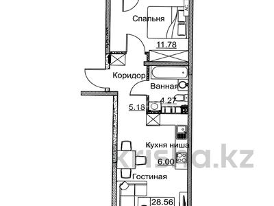 1-бөлмелі пәтер · 45.78 м² · 5/6 қабат, Алатауская трасса, бағасы: 23.2 млн ₸ в Туздыбастау (Калинино)