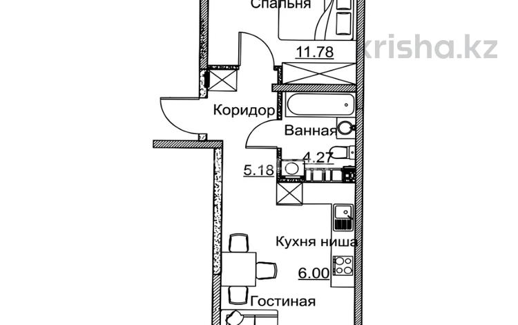 1-комнатная квартира · 45.78 м² · 5/6 этаж, Алатауская трасса за 23.2 млн ₸ в Туздыбастау (Калинино) — фото 6