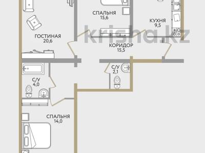 3-комнатная квартира, 91.2 м², 4/7 этаж, Шугыла 52 за ~ 32.8 млн 〒 в Алматы