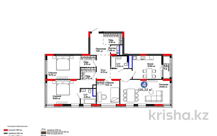 4-бөлмелі пәтер · 125 м² · 8/12 қабат, Е-15 5, бағасы: 80 млн ₸ в Астане, Нура р-н — фото 2