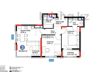 3-комнатная квартира · 68 м² · 11 этаж, Е 915 19 за 42 млн 〒 в Астане, Есильский р-н