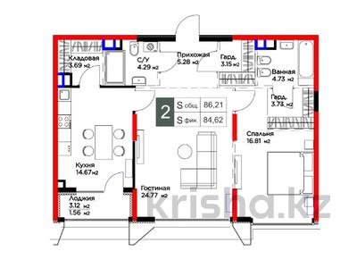 2-комнатная квартира · 85 м² · 2/3 этаж, Оспанова 1а/11 за ~ 172.4 млн ₸ в Алматы, Наурызбайский р-н