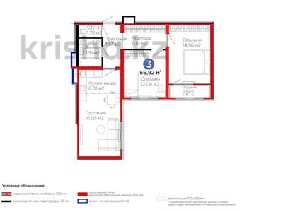 3-бөлмелі пәтер · 67 м² · 4/14 қабат, Улы Дала 14 — Туран, бағасы: 36.5 млн ₸ в Астане, Нура р-н