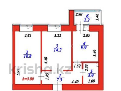 2-бөлмелі пәтер · 54.3 м² · 11/12 қабат, Чингиз Айтматов 65, бағасы: 22.7 млн ₸ в Астане, Нура р-н