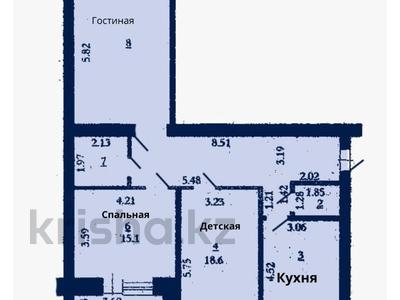 3-комнатная квартира, 96.8 м², 9/9 этаж, мкр. Алтын орда, Мкр. Батыс-2 за ~ 21.3 млн 〒 в Актобе, мкр. Алтын орда