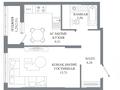 1-бөлмелі пәтер · 36.29 м² · 4/9 қабат, пересечение ул. Калдаякова и ул. Жургенова — Можно по программе Наурыз, бағасы: ~ 20.7 млн ₸ в Астане, Есильский р-н — фото 2
